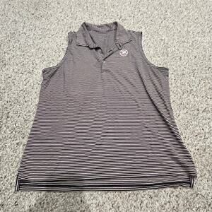 Renwick Sleeveless Polo Shirt Womens Sz L Stripe Active Golf Preppy Pickleball